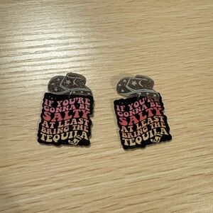 Pink and Black Tequila Themed Earrings